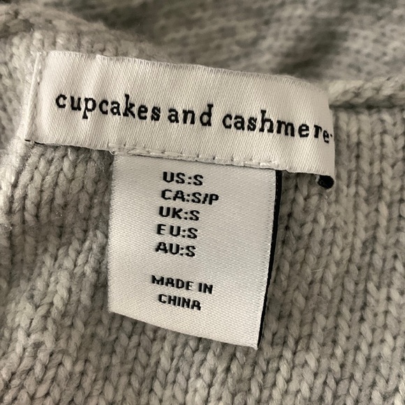 cupcakes & cashmere grey fringe cardigan sweater jacket knitted bohemian sz S SM - Picture 10 of 16